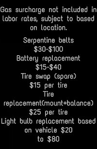 gas surcharge not included in labor rates subject to based on location